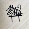 Mr and Mrs Cake Topper - Wedding, Engagement, Wedding Anniversary Cake Toppers Decorations, Black Acrylic