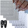 8 Sheets Silver Nail Art Stickers Decals Angel Wings Crosses Nail Stickers Sun Stars Moon Totem Design Nail Decals 3D Self-Adhesive Nail Stickers for Women Manicure Decoration
