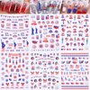 6 Sheets 4th of July Nail Art Stickers American Flag Independence Day Nail Stickers Star National Flag Nail Decals Red Blue 3D Self Adhesive Designs for Women and Girls Decorations