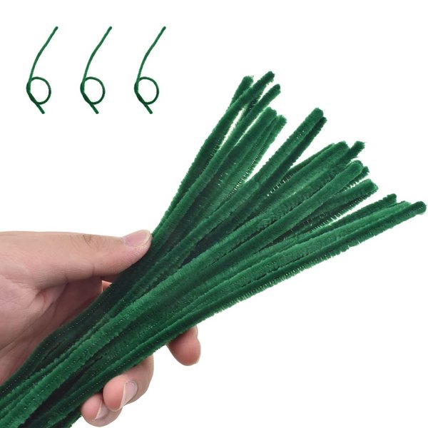 HAHIYO 12inches*6mm Green 70PCs Pipe Cleaner Craft Chenille Stem Extra Long Chenille Cleaner Pipe Stem Stable&Soft Craft Supplies Set for Creative DIY Arts Craft Project Kids DIY Art Supplies