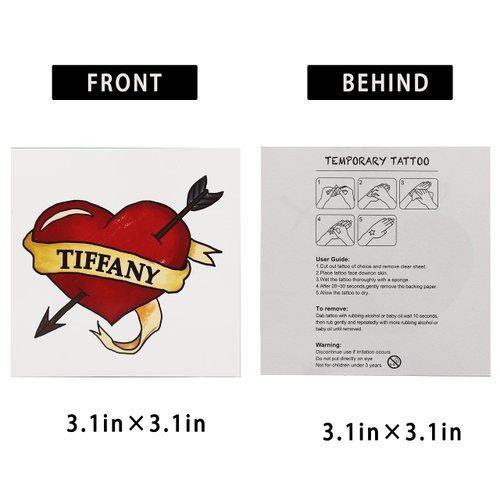 Pandecor Bride Heart Tiffany Heart Temporary Tattoos Stickers for Halloween Costume Cosplay (heart tattoos and necklace)