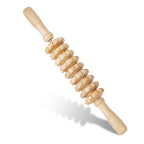 Liitrton Manual Wooden Fascia Massage Roller Trigger Points for Release Cellulite Sore Muscle Blasting (White)