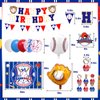Baseball Birthday Party Decorations, 64 PCS Baseball Birthday Party Supplies Kit, Include Baseball Themed Backdrop, Happy Birthday Banner, Balloons, Cupcake, Cake Toppers