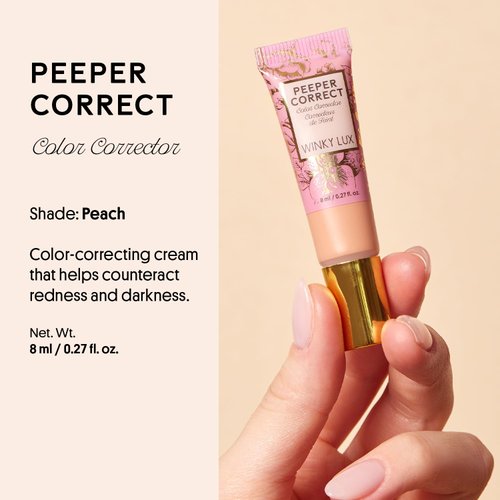 Winky Lux Peeper Correct Peach Color Corrector, Neutralizes Dark Areas - Tinted Creamy Color Corrector for Smooth & Even Complexion with Vitamin E & Hyaluronic Acid, Vegan & Cruelty Free