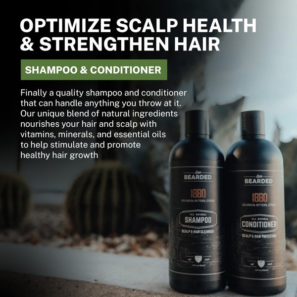 Live Bearded All-Natural Shampoo & Conditioner for Men - Hair Care Routine for Thinning Hair & Hair Loss, Hair Growth - Sweet Tobacco, Cedar
