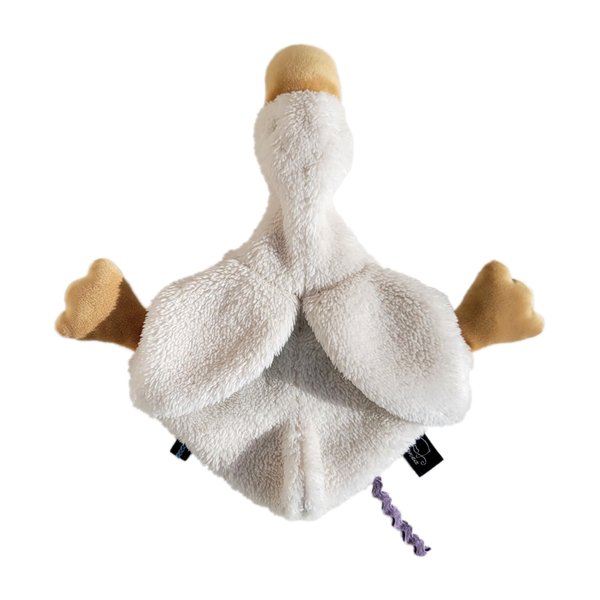 Veronea Helga The Goose, Pacifier Holder, Security Blanket Lovey, Infant Stuffed Toy, 9.8 Inches (Pack of 1) (Cannoli Cream)