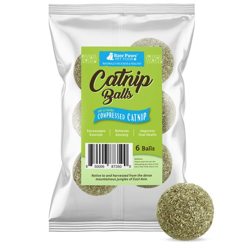 Raw Paws Catnip Balls for Cats, 6 (Pack) - Natural Catnip Ball Toy - Interactive Cat Toy for Indoor Cats - Cat Nip Balls - Catnip Licking Balls for Cats - Catnip Balls for Indoor Cats