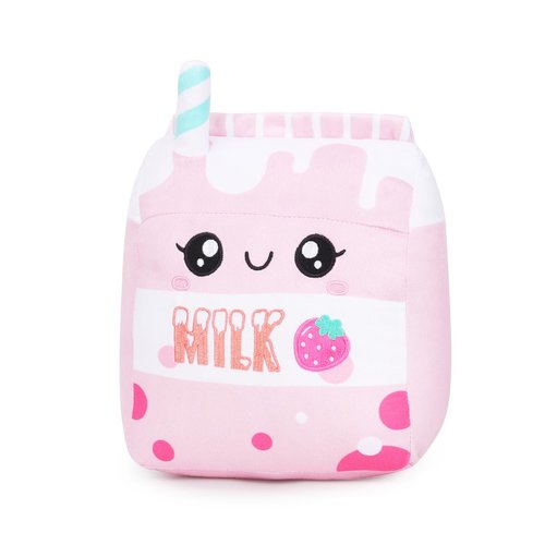 MELECERi Strawberry Milk Plush Pillow, Stuffed Food Plushies, 9.8 Inches Cute Milk Toy for Kids