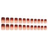Brown Chrome Press on Nails Medium Square SWEKKE French Tip Fake Nails Brown Obrem False Nails Full Cover Stick on Nails Mirror Glossy Glue on Nails Acrylic Nails for Women Girls 24Pcs