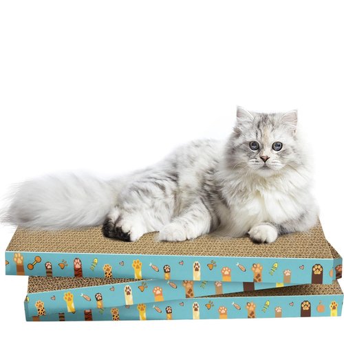Cardboard Cat Scratcher 3 Pack Refill Reversible Cat Scratching Pad Durable Cat Scratchers for Indoor Cats Kitten to Protect The Furniture (Cat Paws)
