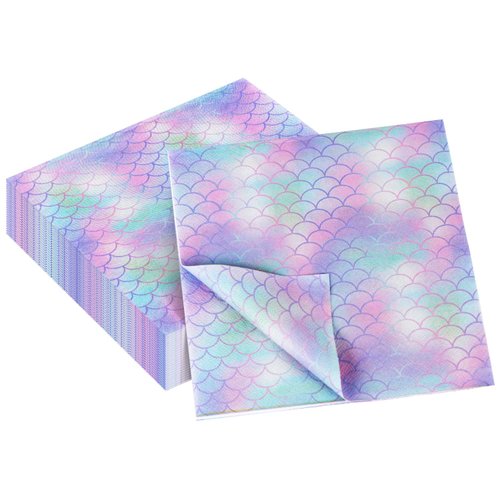 40PCS Mermaid Napkins, LIYDE Fancy Mermaid Scale Paper Mermaid Birthday Party Supplies Lunch Dinner Tableware Disposable Paper Napkins for Mermaid Baby Shower Party Decoration (Blue)
