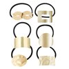 RP Remarkable Power, 6 Pack Gold Ponytail Holder Hair Ties Metal Hair Cuff Hair Elastic Rope for Women