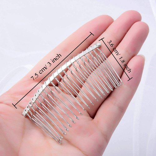 5 Pieces Hair Combs for Women Accessories Metal Bridal Hair Comb 20 Teeth Wedding Veil Comb Decorative for Women Fine Hair(White K)