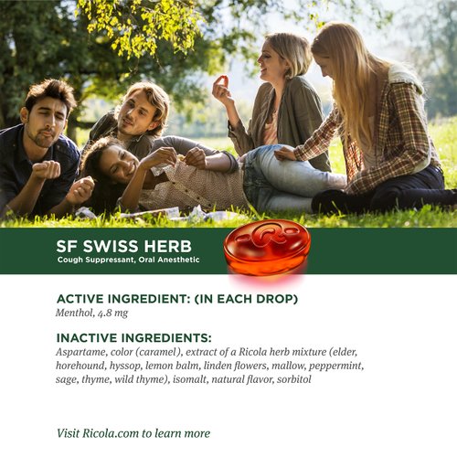 Ricola Sugar Free Swiss Herb Herbal Cough Suppressant Throat Drops, 19ct Bag (Pack of 4)