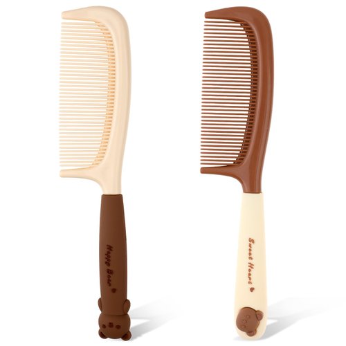 2 Pack Hair Detangling Comb with Handle Anti-static Hair Cutting Comb for Women Cute Plastic Hair Styling Comb Hair Barber Stylist Comb for Thick Hair