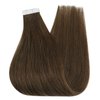 Full Shine Tape in Hair Extensions Human Hair Color 4 Medium Brown Hair Tape In Extensions 12 Inch Tape In Human Hair Extensions 30 Grams 20 Pcs Remy Tape In Hair
