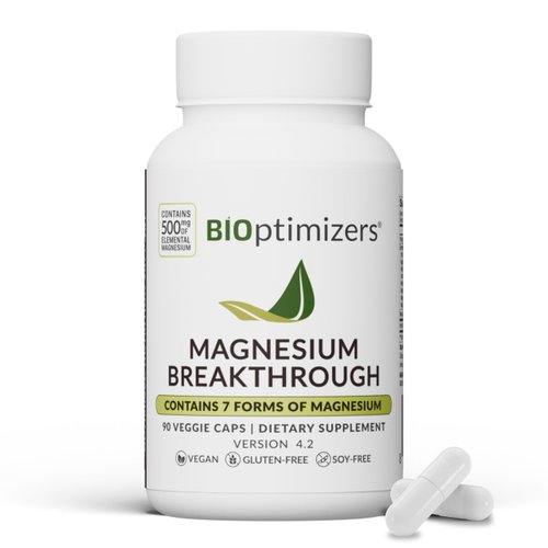 BIOptimizers Magnesium Breakthrough Supplement with 500mg - 7 Forms of Magnesium: Glycinate, Malate, Citrate, and More - Natural Support for Sleep and Cognitive Function -90 Capsules- Calming Vitamins
