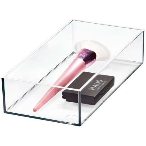 iDesign The Sarah Tanno Collection Plastic Cosmetic Drawer Organizer, 4" x 8" x 2", Clear
