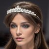 Samky Bride's Wedding Tiara Bridal Rhinestone Crystal Crown Headpiece Hair Accessories for Woman