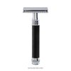 Edwin Jagger Double Edge Safety Razor With Long Handle (Blue) (Black Chrome Laser 3D Diamond)