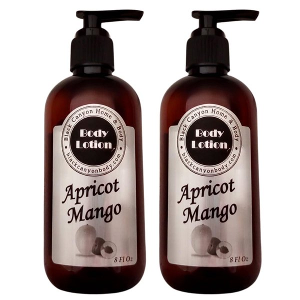 Black Canyon Apricot Mango Scented Luxury Body Lotion with Lanolin and Jojoba Oil, 8 Oz (2 Pack)