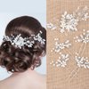 Yeshone 5 Pieces Wedding Hair Comb Bridal Hair Pins Crystal Pearl Hair Accessories Rhinestone Flower Hair Piece for Wedding Bride Women(Silver,Classic Style)