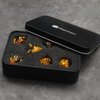 Haxtec Sharp Edge Dice Set Yellow Black Resin DND Dice Set Sparklingly Polyhedral D&D Dice for Dungeons and Dragons Fire Dice