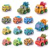 SeventhDuck Mini Cars 14PCS, Pull Back Racing Toy Car Set, Racing Toy Vehicles Mini City Cars with Roadblocks and Characters, Party Favors Birthday for Boys Girls Kids