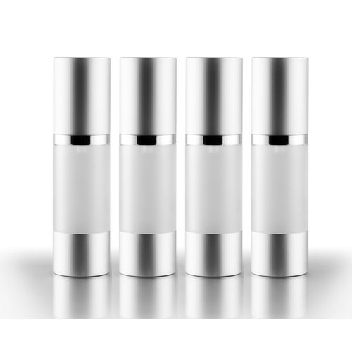 Airless Pump Bottle Refillable Travel Containers 30 ml/1 oz. (Frosted, 4-Pack)
