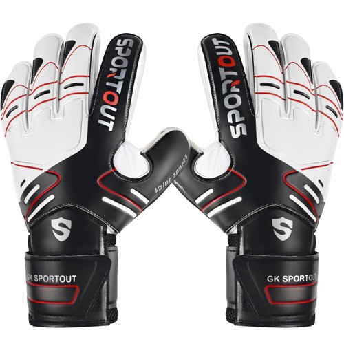 Sportout Youth&Adult Goalie Goalkeeper Gloves,Strong Grip for The Toughest Saves, with Finger Spines to Give Splendid Protection to Prevent Injuries,3 Colors (Black, 8)