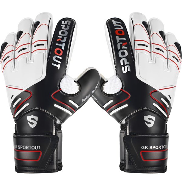 Sportout Youth&Adult Goalie Goalkeeper Gloves,Strong Grip for The Toughest Saves, with Finger Spines to Give Splendid Protection to Prevent Injuries,3 Colors (Black, 8)