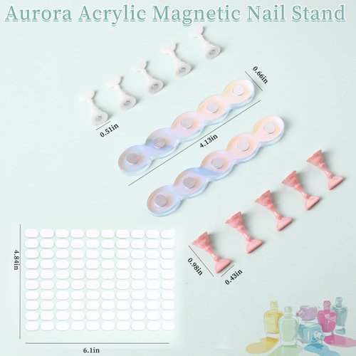 ANGNYA Nail Stand for Press on, Aurora Nail Holder for Painting Nails Fake Nail Display Stand Nail Holder Practice Stands with with 200 Pcs Adhesive Putty for Nail Art Display Home & Salon Use
