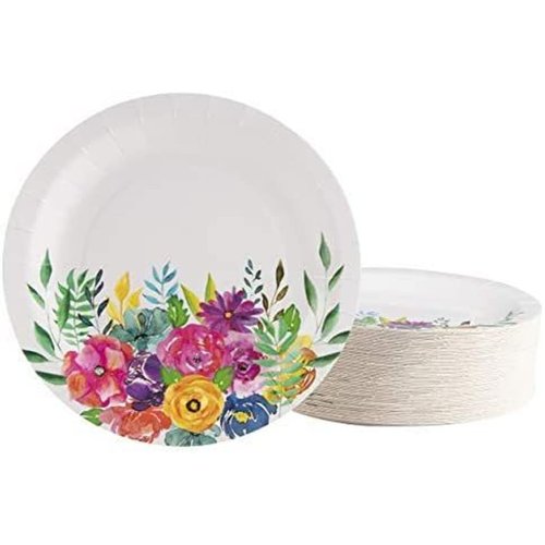Juvale 80 Pack Vintage Disposable Floral Party Plates, 9 Inches, Ideal for Tea Parties, Weddings, Bridals, Baby Showers, Outdoor Lunch