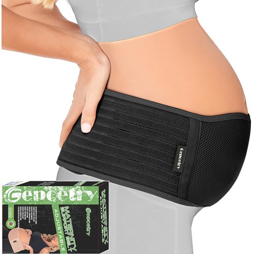 Gepoetry Maternity Belly Band for Pregnant Women | Pregnancy Belly Support Band for Abdomen, Pelvic, Waist, & Back Pain | Adjustable Maternity Belt | For All Stages of Pregnancy & Postpartum (Black)