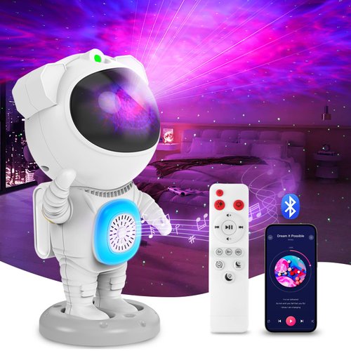 Astronaut Space Projector, Star Projector with Lamp, Galaxy Night Light for Kids, Bluetooth Speaker, Starry Nebula Ceiling LED Lamp, Room Decor for Birthdays, Christmas, Valentine's Day White