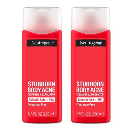 Neutrogena Stubborn Body Acne Cleanser & Exfoliator with Salicylic Acid & PHA for Acne-Prone Skin, Acne Treatment Gently Exfoliates & Helps Prevent Breakouts, 8.5 fl. oz, Pack of 2
