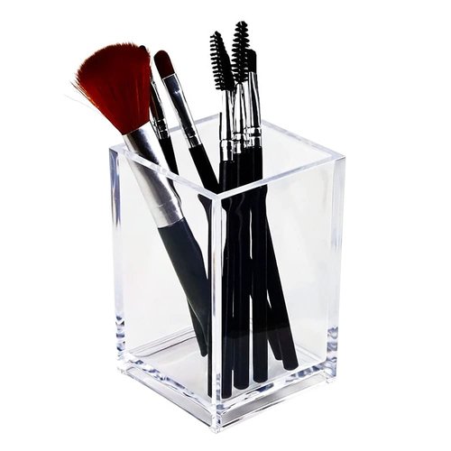 2 Pack Clear Acrylic Pencil Pen Holder Cup, Makeup Brush Holder Acrylic Desk Accessories
