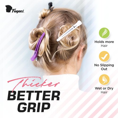 Fagaci Firm Grip Hair Clips with Silicone Band - Durable Duckbill and Alligator Clips for Sectioning, Styling, and Salon Use