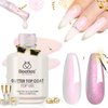 beetles Gel Polish 2 In 1 Pearlescent Glitter Gel Top Coat，Pearl Gel Nail Polish Glossy Shiny Gel Nail Polish No Wipe Gel Top Coat Soak Off UV Led Long Lasting Highly Shine Manicure
