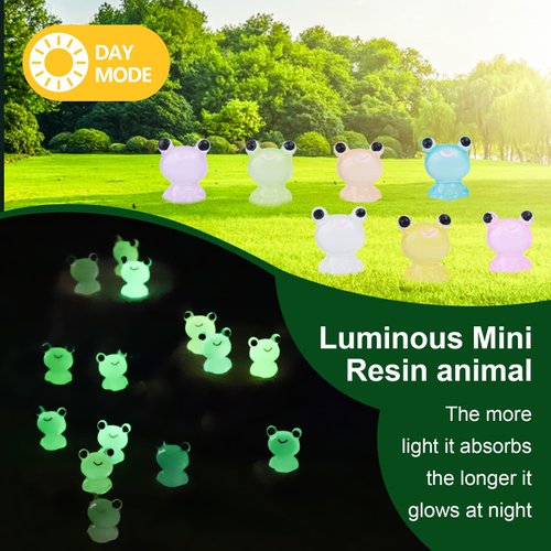 dsooldre 100 Pcs Luminous Mini Resin Frogs Miniature Frogs Figurines Tiny Frog Decor for Fairy Garden, Dollhouse and Landscape Accessories Christmas Birthday Party Decorations Gorgeous Party.