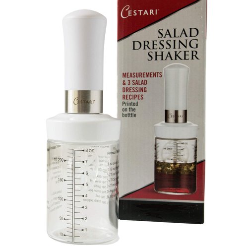 Original Salad Dressing Shaker: Borosilicate Glass Bottle with Mixer Insert, Leak-Proof Salad Dressing Blender and Dispenser with Measurements + Recipes, Reusable Vinaigrette Cruet