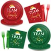 30 Guests Christmas Party Supplies Paper Plates Napkins Forks Tableware Set Disposable Holiday Seasonal Xmas Party Team Nice Dinner Dessert Plate Decoration for Kids Children,90Pcs