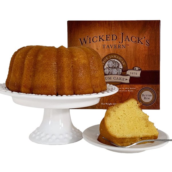 True Jamaican Rum Cake by Wicked Jack's Tavern | 20oz Original Golden Cake for Birthday Gifts, Thank You Gifts, or Gourmet Gift Baskets | Cakes For Delivery | Liquor & Spirits Bakery & Dessert Gifts