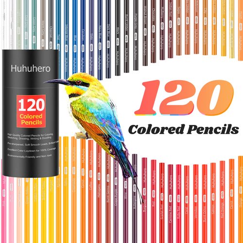 Huhuhero Colored Pencils, 120 Pack Color Pencil for Adult Coloring Book, Soft Core Vibrant Colors Drawing Pencils for Coloring Sketching Shading, Pro Art Coloring Gifts for Women Men Beginners Kids