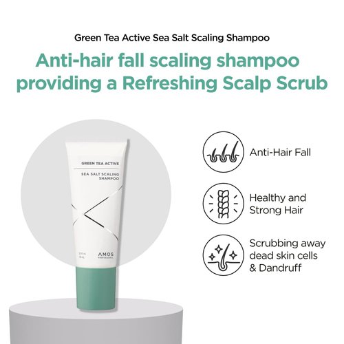 AMOS PROFESSIONAL Green Tea Active Sea Salt Scaling Shampoo l Scalp Scrub, Deep Cleansing for Itchy, Oily Scalp, Sulfate Free, 5.0 fl.oz