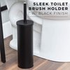JS Jackson Supplies Sleek Toilet Brush and Holder with Metal Handle - Matte Black