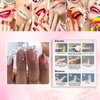 Rchovsam White French Press on Nails Short Round False Nails Pink Marble Press Ons Gold Glitter Acrylic Design Fake Nails Glue on Nails Full Cover Gel Nails for Glirs 24pcs