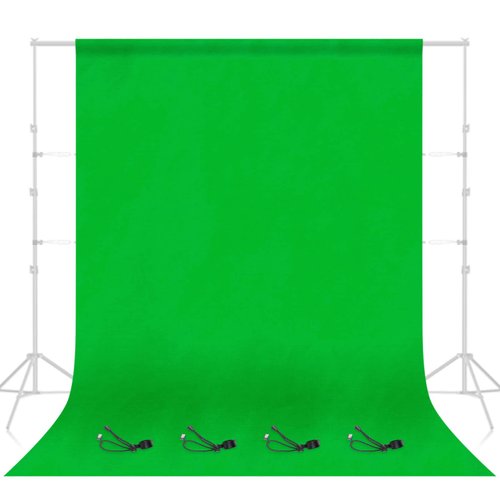 EMART Green Screen Backdrop, Photography Greenscreen Background for Streaming Zoom, Small Photo Muslin Green Chromakey Cloth Fabric Curtain with 4 Backdrop Clip