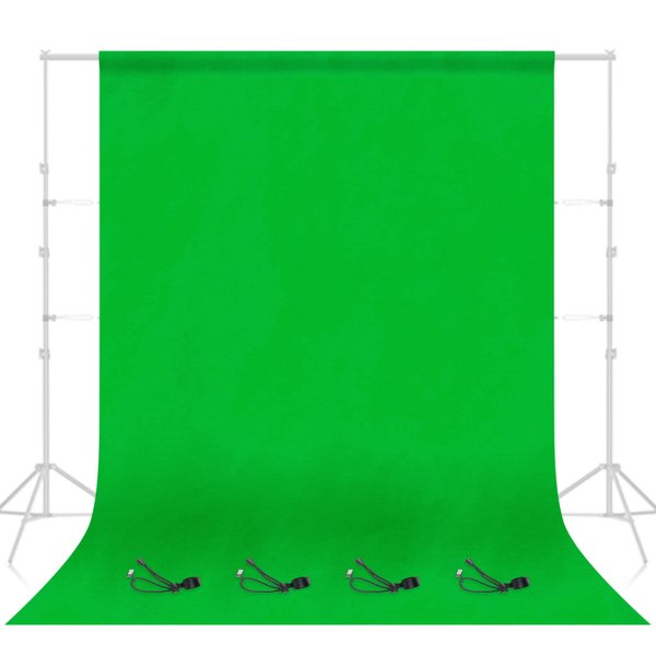 EMART Green Screen Backdrop, Photography Greenscreen Background for Streaming Zoom, Small Photo Muslin Green Chromakey Cloth Fabric Curtain with 4 Backdrop Clip