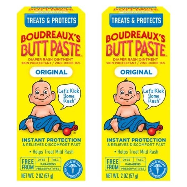 Boudreaux's Butt Paste Diaper Rash Ointment Original 2 oz (Pack of 2)